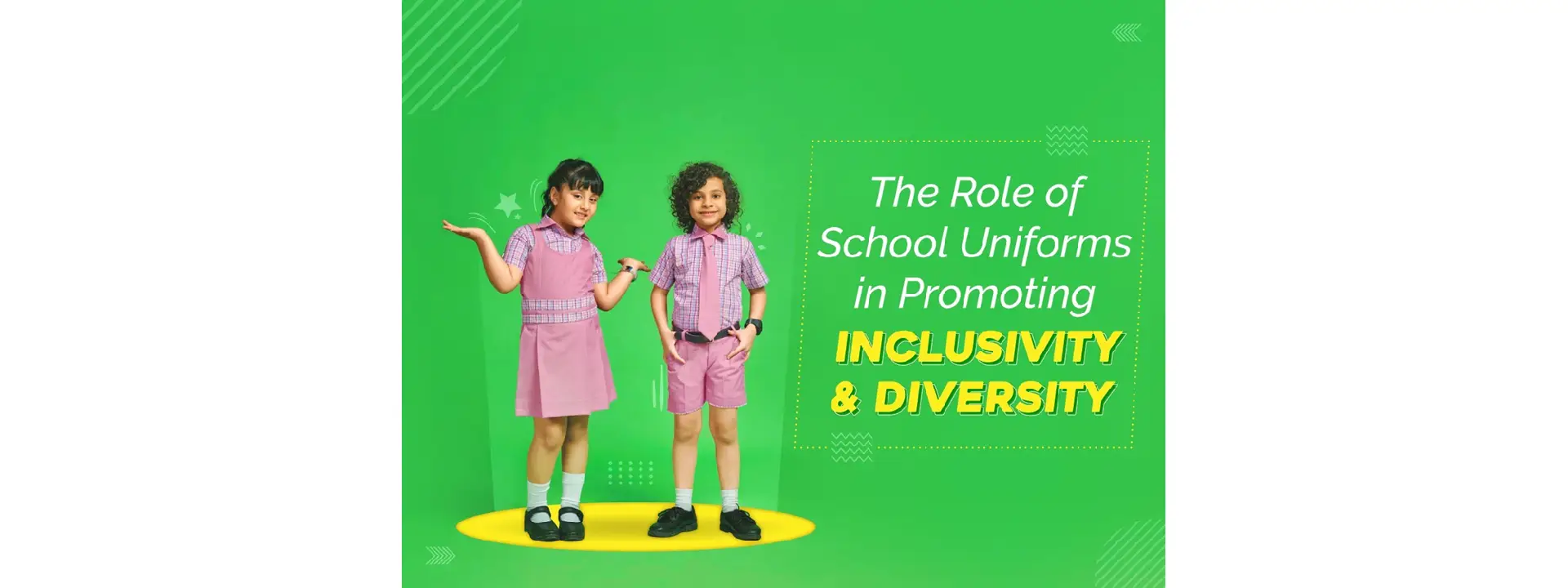 Children in pink checkered school uniforms illustrating the role of uniforms in promoting inclusivity and diversity in schools.